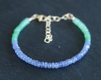 Tanzanite + Chrysoprase Bracelet, Violet Flame Energy, gold tanzanite, AAA tanzanite, chrysoprase, bright happy gemstone bracelet