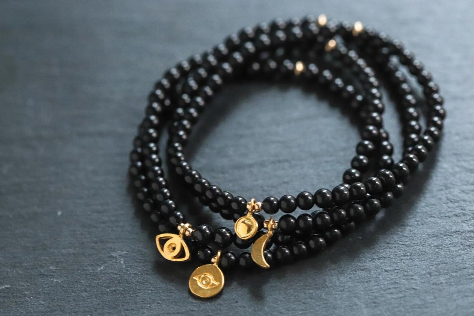 black tourmaline beaded bracelet