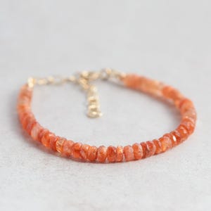 AAA+ Sunstone Bracelet, 14K gold filled, Genuine sunstone bracelet, [EBSP1313] healing bracelet depression confidence | solar plexus