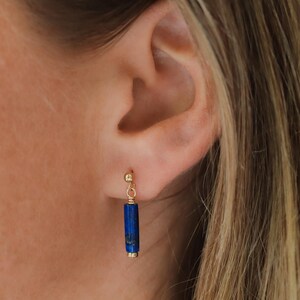 Lapis Lazuli gold filled earrings, Lapis Lazuli earrings, [EELM1108] Lapis Lazuli earrings, gold studs with Lapis, 14K gold *bss *G image 2