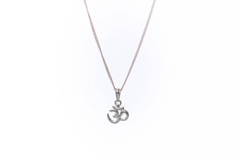 Women/'s sterling silver OM necklace with chain 16 long ohm jewelry yoga boho jewelry universal peace consciousness gift for her