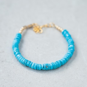 Arizona Sleeping Beauty Turquoise | Genuine Turquoise Bracelet | [EBTP1034] Sleeping beauty rondel bracelet | Genuine Turquoise image 1