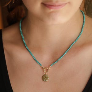 Kingman Turquoise carabiner necklace | Genuine natural blue turquoise | [ENTP1052] real genuine turquoise necklace | turquoise choker