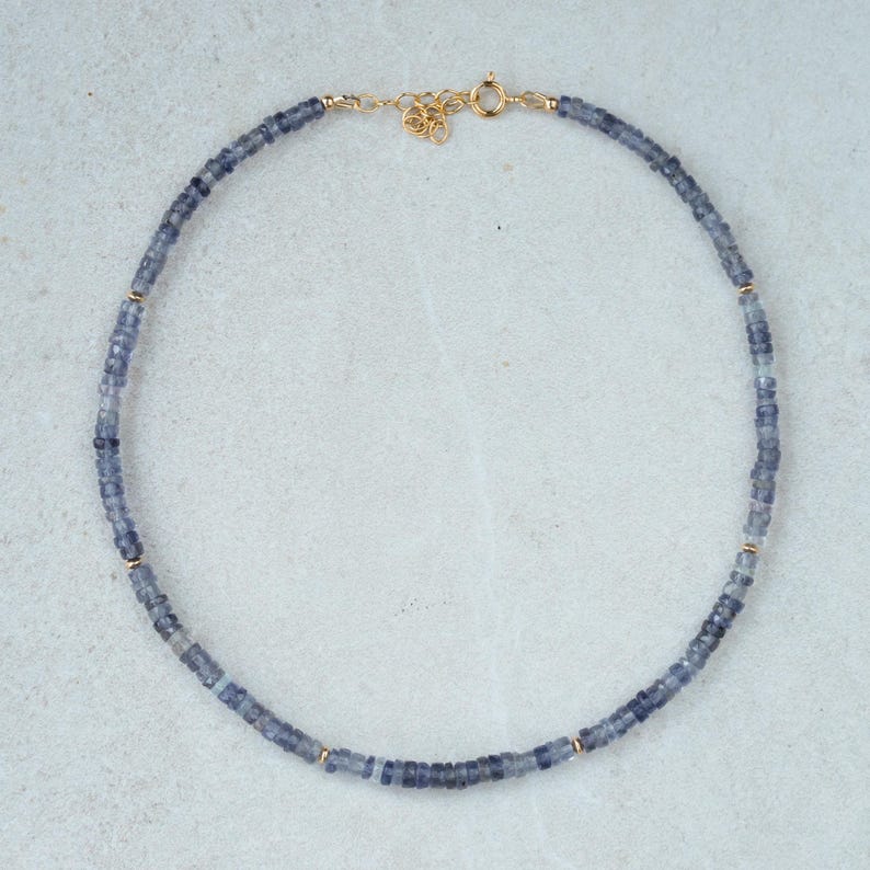 Ombre Iolite Necklace | Iolite Beaded Necklace | Iolite necklace for women [ENIP1499] | Gemstone Necklace for Women | Beaded iolite image 3