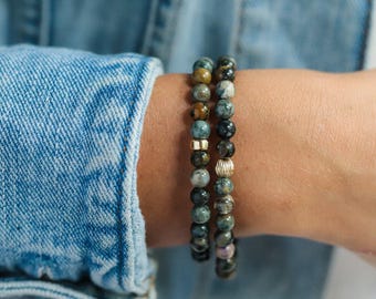 14K GOLD Ocean jasper bracelet | genuine ocean jasper bracelet 6mm | [EBOM1421] gold ocean jasper bracelet | women's ocean jasper *BSS