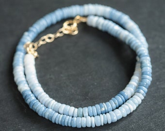Blue opal necklace | Blue Beaded opal Necklace | peruvian blue opal necklace | Statement opal | heishi opal necklace | opal necklace beaded