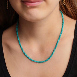 14K Gold Kingman Turquoise beaded necklace | Genuine turquoise necklace | [ENTP1066] Kingman blue turquoise beaded necklace turquoise