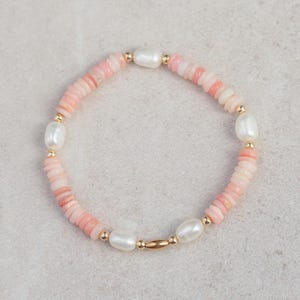 Pink Opal Perlen Armband | Damen Rosa Opal Stretch Armband | [EBPM1401] Rosa Perlenarmband | echtes Rosa Opal Armband | Perlen rosa