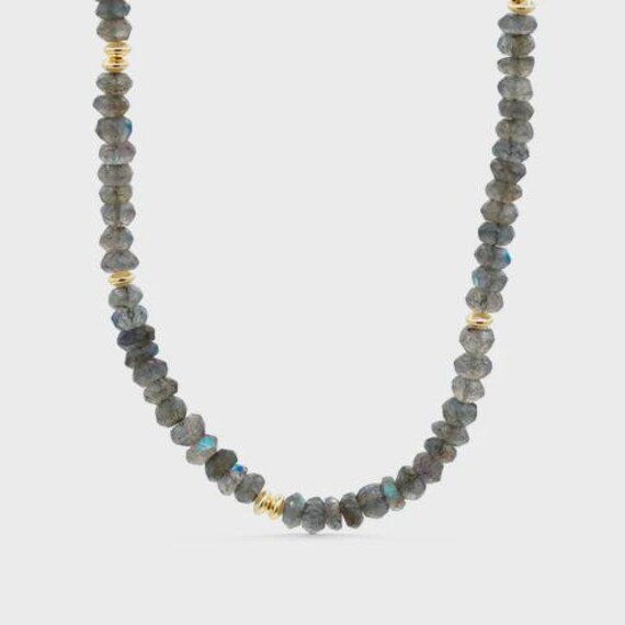 Labradorite necklace [ENLP1138] labradorite beaded necklace, genuine labradorite, solid gold labradorite necklace, labradorite