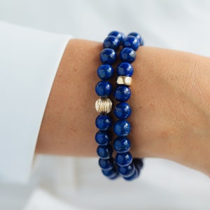 AAAA+ Lapis Lazuli 8mm, Genuine Lapis Lazuli Beaded Bracelet, 8mm Genuine Lapis Lazuli bracelet, gold lapis lazuli 8mm, lapis 8mm #0321