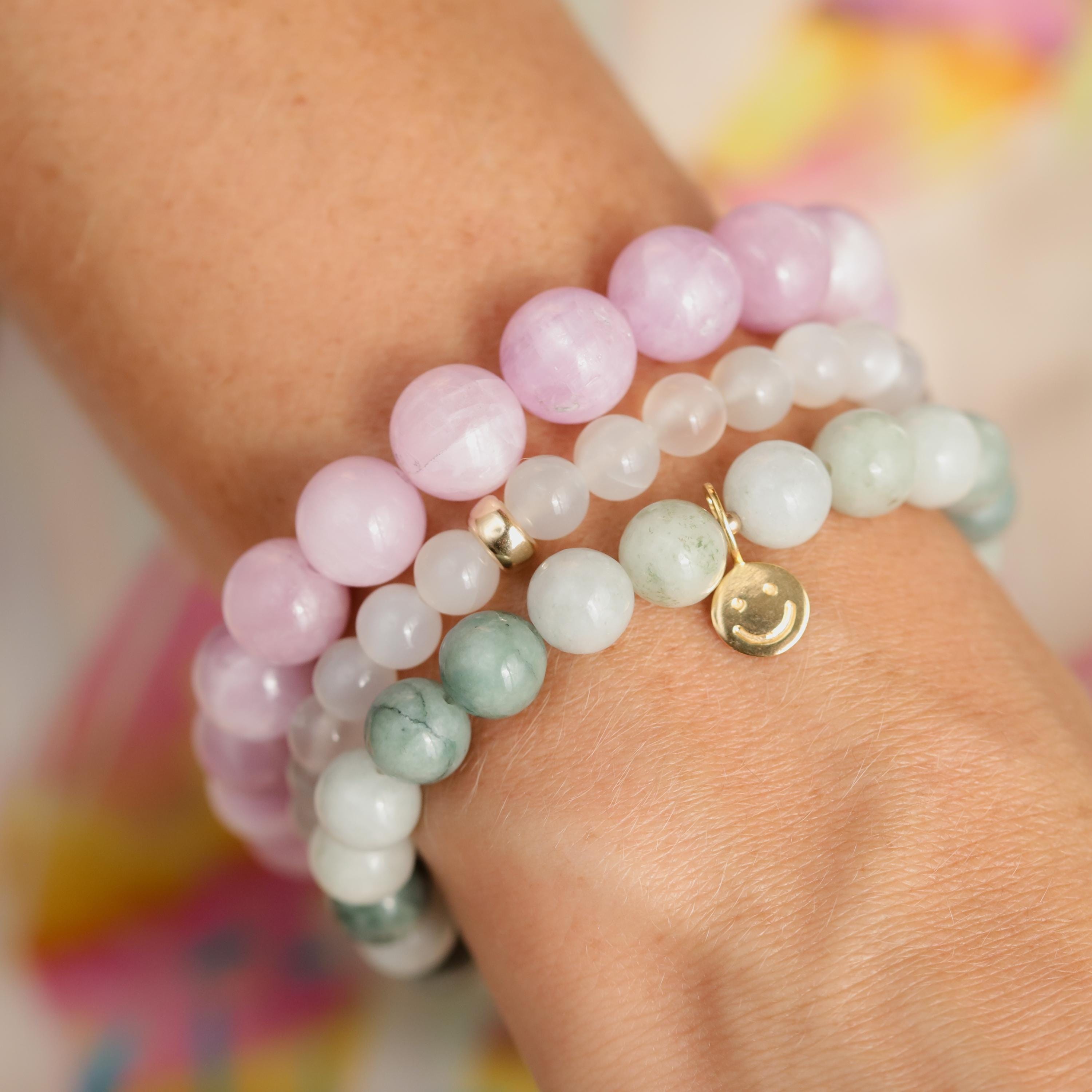 Allevia l'ansia e lo stress, braccialetto calmante, pietra di luna, ametista, pietra preziosa di quarzo rosa, pace ed equilibrio emotivo  36