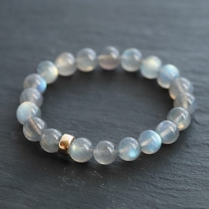 last one! 14K Labradorite Bracelet, 9mm Labradorite with blue flash [EBLM1954], Flashy AAAA+ Labradorite, Elastic labradorite bracelet OOAK