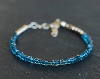 AAAA+ natural LONDON blue topaz | genuine London blue topaz jewelry | natural London blue beaded topaz bracelet | genuine blue topaz