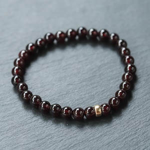 14K GOLD Garnet Bracelet 6mm, red garnet jewelry, Natural Garnet Jewelry [EBGM1637], Dark Red Jewelry, Garnet Bracelet, dark red garnet