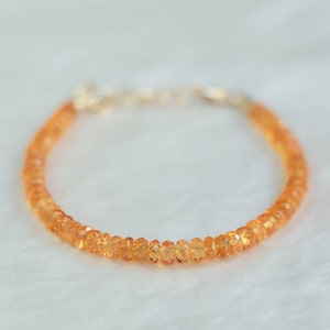 14K GOLD Spessartite Garnet Bracelet, Spessartite Garnet Gemstone Stacking Bracelet [EBSP1018], AAAA+ Spessartite orange garnet