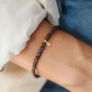 Pulsera de cuarzo ahumado / Pulsera de cuentas de cuarzo ahumado / [EBSM1965] Conexión a tierra del chakra raíz / Cuarzo ahumado redondo de 4 mm / Cuarzo ahumado AAA *BSS