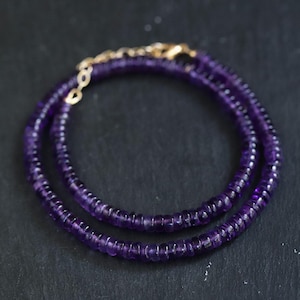last one! Natural Amethyst Beaded Necklace, Smooth brazilian amethyst [ENAP1001] | Amethyst Necklace | Amethyst beaded jewelry | February