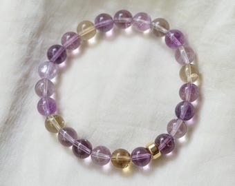 14K GOLD Ametrine Bracelet 8mm, Ametrine Jewelry, Ametrine Crystal [EBAM1103], Purple Crystal Bracelet, Gemstone Bracelet, Women bracelet
