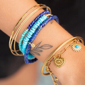 Arizona Sleeping Beauty Turquoise | Genuine Turquoise Bracelet | [EBTP1034] Sleeping beauty rondel bracelet | Genuine Turquoise image 4