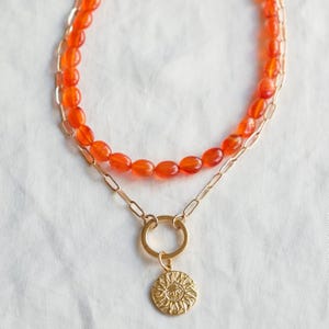 Carnelian beaded oval necklace | carnelian [ENCP1158] | AAAA+ carnelian jewelry | women's carnelian necklace image 3