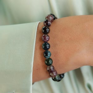 AAAA+ Tourmaline Bracelet Women Beaded Bracelet Stretch Bracelet [EBTM1661] Tourmaline Multicolor bracelet Bead Bracelet Genuine Tourmaline