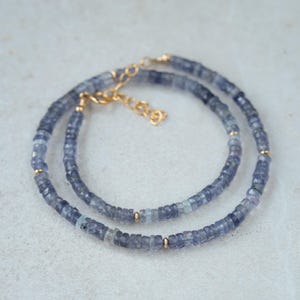 Ombre Iolite Necklace | Iolite Beaded Necklace | Iolite necklace for women [ENIP1499] | Gemstone Necklace for Women | Beaded iolite image 2