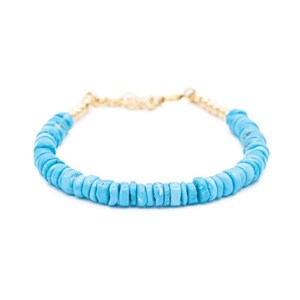 Arizona Sleeping Beauty Turquoise | Genuine Turquoise Bracelet | [EBTP1034] Sleeping beauty rondel bracelet | Genuine Turquoise image 7