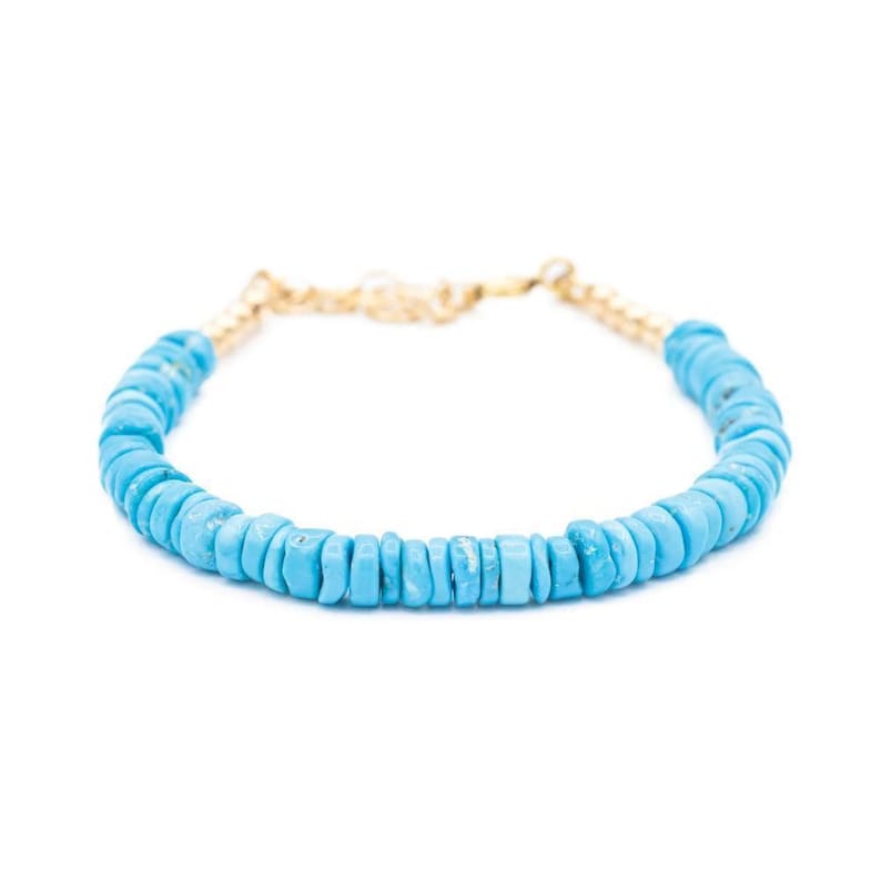 Arizona Sleeping Beauty Turquoise | Genuine Turquoise Bracelet | [EBTP1034] Sleeping beauty rondel bracelet | Genuine Turquoise image 7