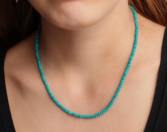 Kingman Turquoise Beaded Necklace - 14K Gold Filled