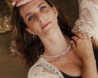 Chalcedony necklace | Chalcedony Necklace | Chalcedony necklace | [ENCM1099] women's Chalcedony necklace | beaded Chalcedony