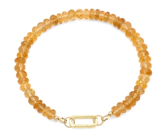 14K GOLD Nicht erhitzter unbehandelter echter Citrin | Citrin Perlenarmband [EBCP1195] | natürliche Citrin Armband | 14K Gold gefüllter Citrin
