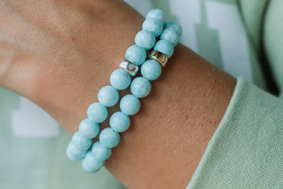 RARE AAAA Hemimorphite Bracelet 6mm Smooth Round Bracelet genuine