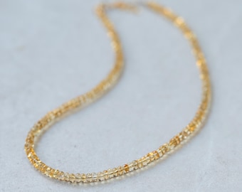 Citrine Necklace – AAA+ Natural Unheated, 4.5mm Rondelle, Gold Filled Clasp, 16.5" or 20.5"