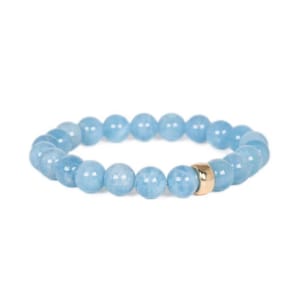 14K GOLD aaaa+ Aquamarin Armband 8 mm | echtes Gold Aquamarin Armband | [EBAM1478] hochwertig verarbeiteter Aquamarinschmuck | Damen Aquamarin