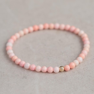 14K Queen Conch (aka Pink Tridacna) bracelet in 4mm | [EBCM1616] Pink bracelet | Pink Conch Bracelet | natural pink image 1