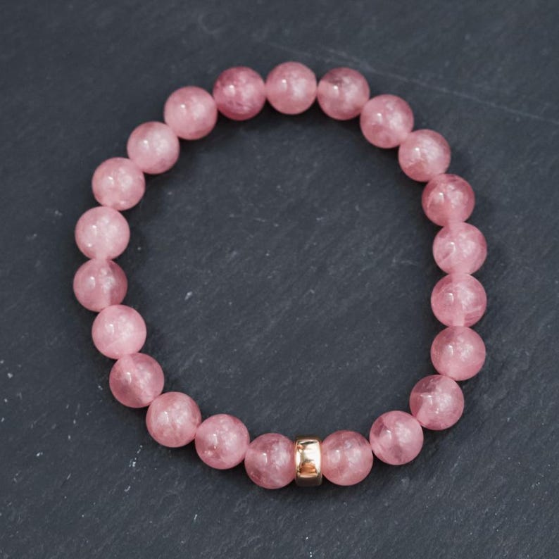 aaaa+ Madagascar Rose Quartz 8mm, Madagascar Rose Rose Gold, Pink Rose Quartz, Rose Quartz Bracelet, Love Bracelet image 1