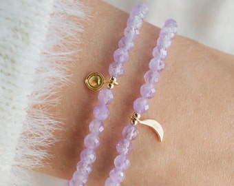 Amethyst Bracelet | dainty amethyst beaded bracelet | amethyst stretch bracelet | February birthstone | natural amethyst