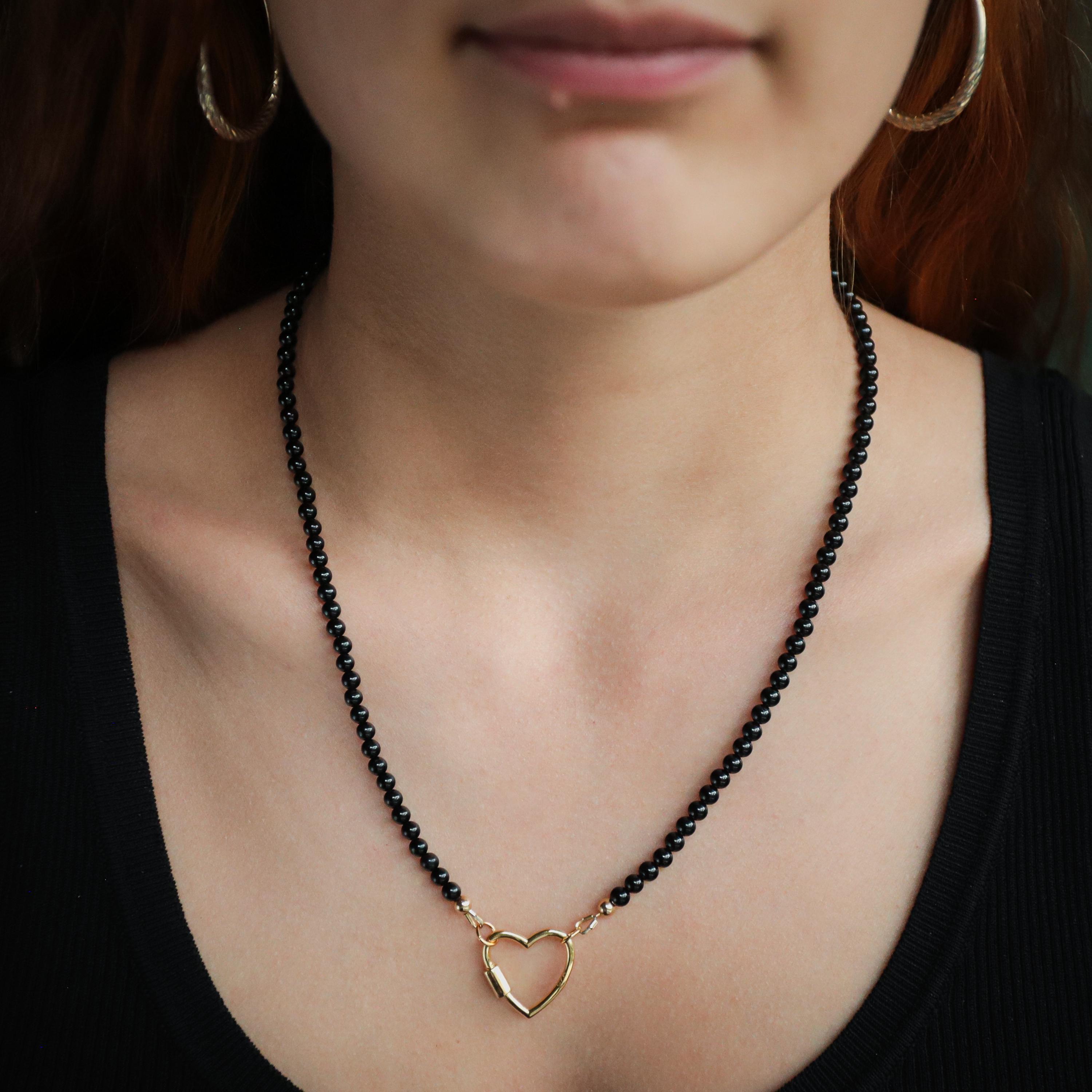 Black Tourmaline heart, AAAA Black Tourmaline Necklace | [ENBM1110] Black Tourmaline gold jewelry | black protection necklace | tourmaline