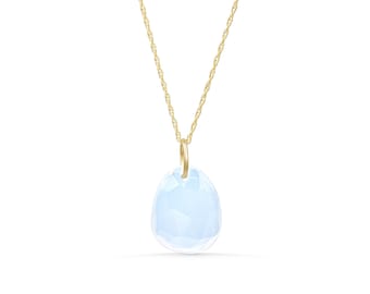Lavendel Chalcedon Anhänger, echte lila Chalcedon Halskette, 14K Gold Anhänger, Zarte Edelstein Halskette, Lavendel Stein Schmuck