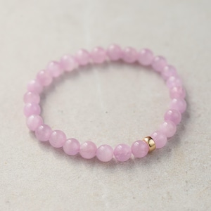 14K GOLD kunzite bracelet | natural genuine kunzite [EBKM1000] | gold kunzite bracelet | women&#39;s gemstone bracelet love | genuine kunzite