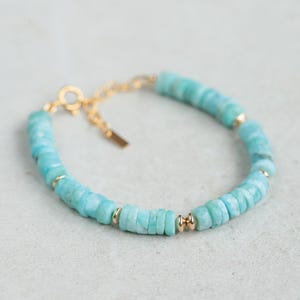 Heishi Larimar bracelet | Larimar bracelet, genuine blue larimar bracelet, [EBLP4579] authentic larimar | Larimar rondel bracelet | genuine