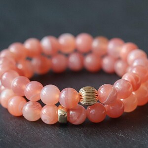 AAAA+ rare Pink Botswana Agate Bracelet Handmade 8mm Banded Pink Agate [EBPM1108] Beaded Gemstone Bracelet Stack Bracelet image 2