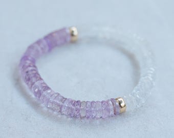 Topaz + Pink Amethyst heishi bracelet | 6mm Amethyst bracelet | Pink amethyst beaded bracelet | amethyst pink beaded bracelet