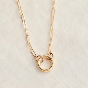 14k Gold Filled Paperclip Chain Necklace, gold filled carabiner necklace [ENGP1300]  everyday gold necklace, paperclip chain jewelry