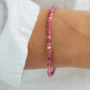 AAA+ pink tourmaline | faceted pink tourmaline bracelet | dainty pink tourmaline | tourmaline gold bracelet | pink tourmaline AAA