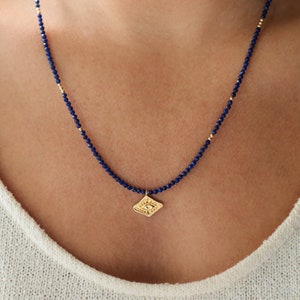 Lapis lazuli beaded necklace | 14K gold filled lapis choker | beaded lapis lazuli necklace | gold lapis | dainty lapis jewelry