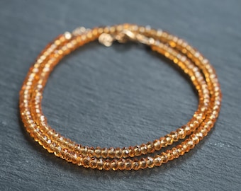 14K GOLD genuine citrine necklace | 100% genuine natural citrine beaded necklace [ENCP1062] | dainty beaded natural citrine necklace