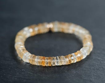 Citrine AAAA+, Citrine véritable AAA+ non chauffée et non traitée | bracelet citrine | bracelet en citrine naturelle | Citrine en or 14 carats | citrine délicate