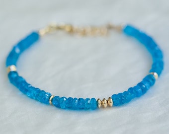 AAAA+ Zambia Apatite bracelet | blue apatite bracelet, apatite bracelet blue apatite beaded bracelet | gold apatite bracelet | gold apatite