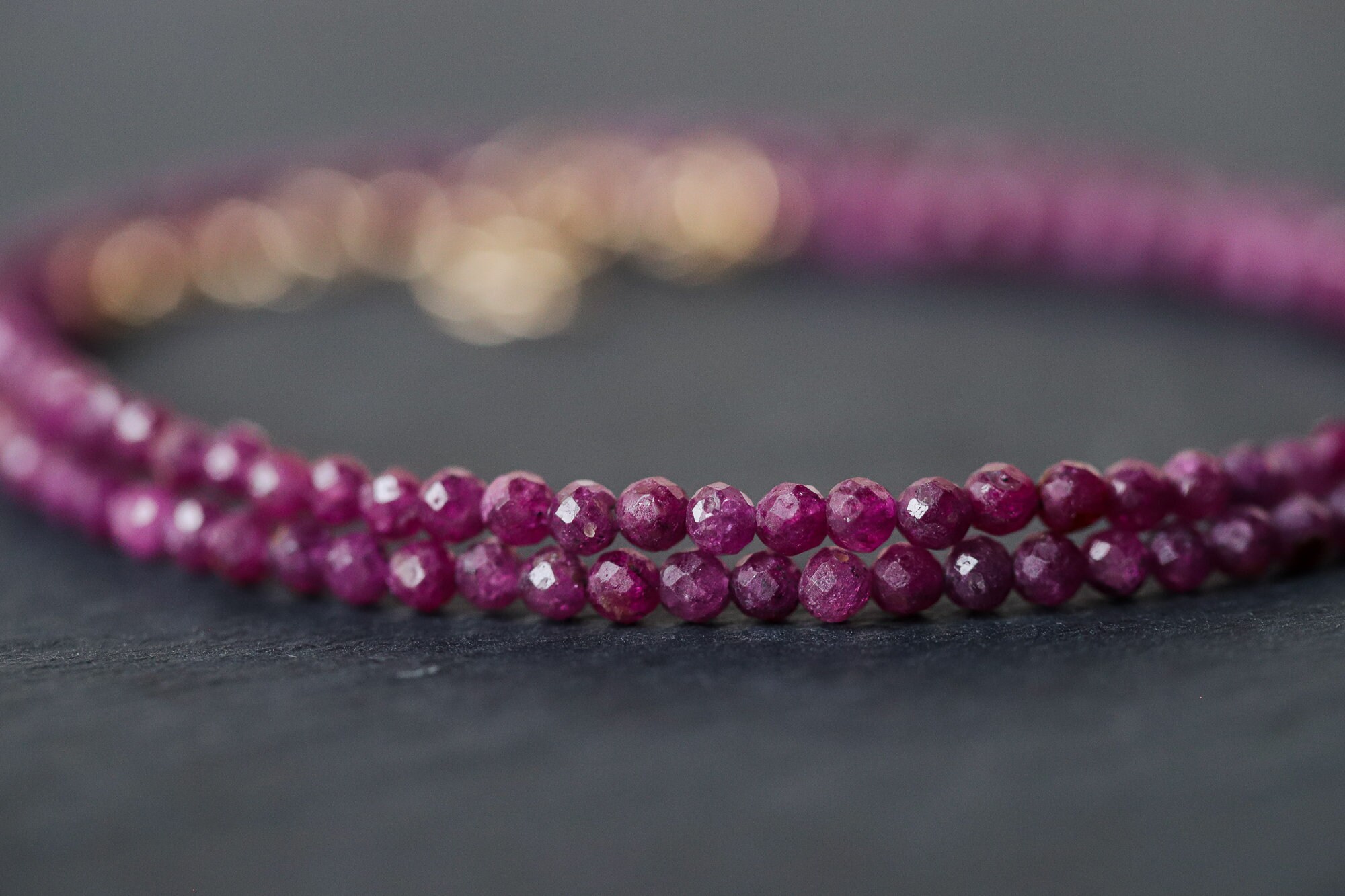 Ruby Necklace Beaded Pink Ruby Necklace Ruby Gemstone Etsy